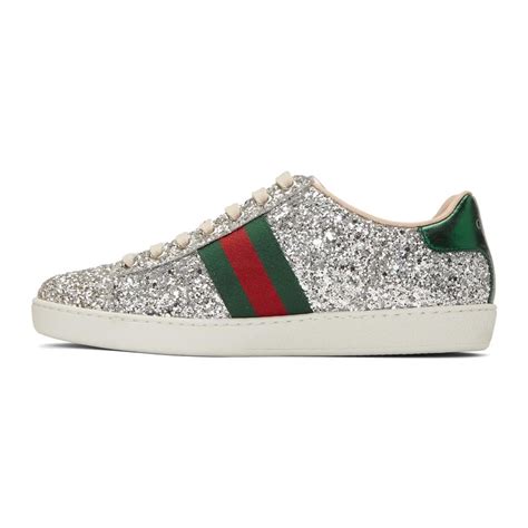 gucci shoes silver|metallic Gucci sneakers.